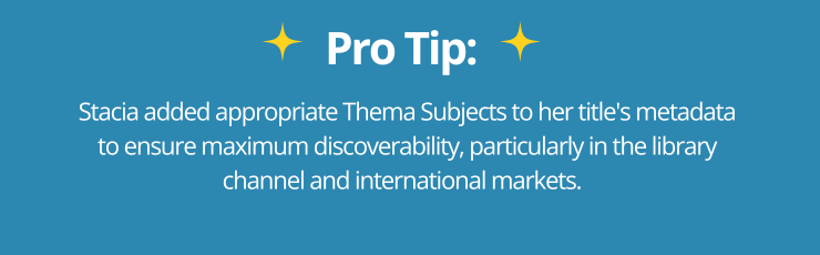 Pro tip: Stacia added appropriate thema subjects to her title's metadata to ensure maximum discoverability