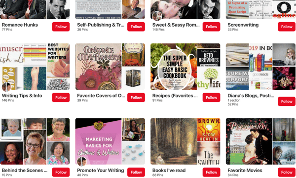 A Pinterest board example for self-publishers.