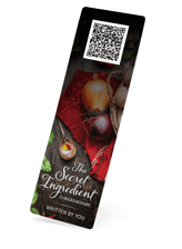 A bookmark with a QR code on it which leads to a shareable link so you can sell your book.