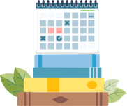 calendar book stack